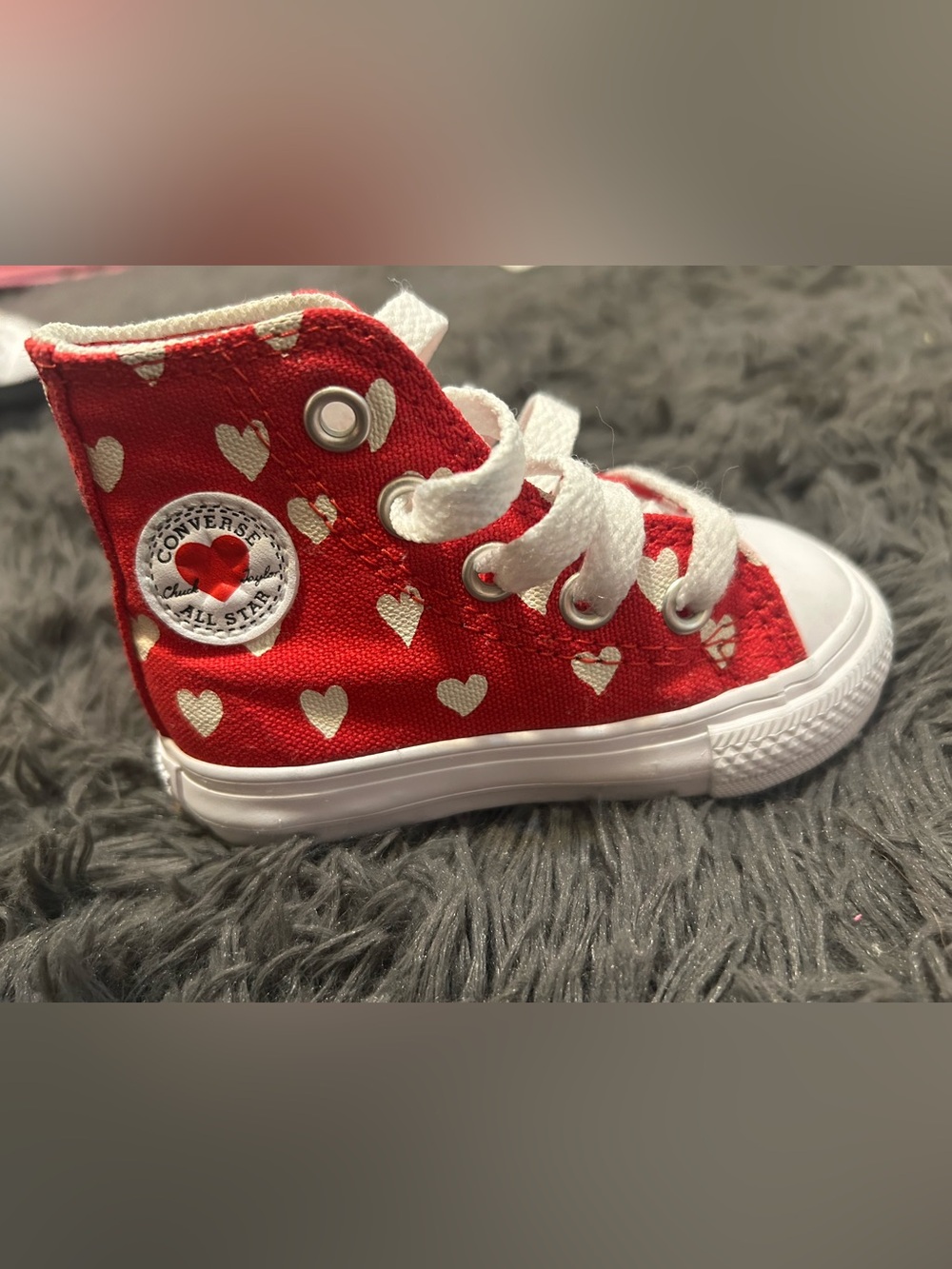 Converse Baby Red Heart Print High Top Sneakers